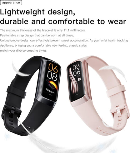 AMOLED Fitness Tracker for Women & Men – Heart Rate & Blood Pressure Monitor, Step Counter, 25 Sports Modes