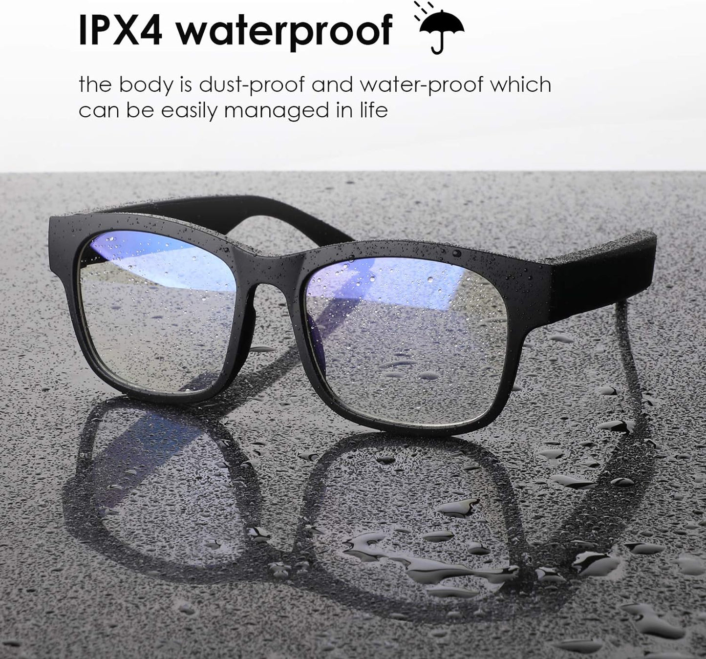 Smart Bluetooth Audio Glasses – Wireless Polarized Sunglasses, IPX4 Water Resistant